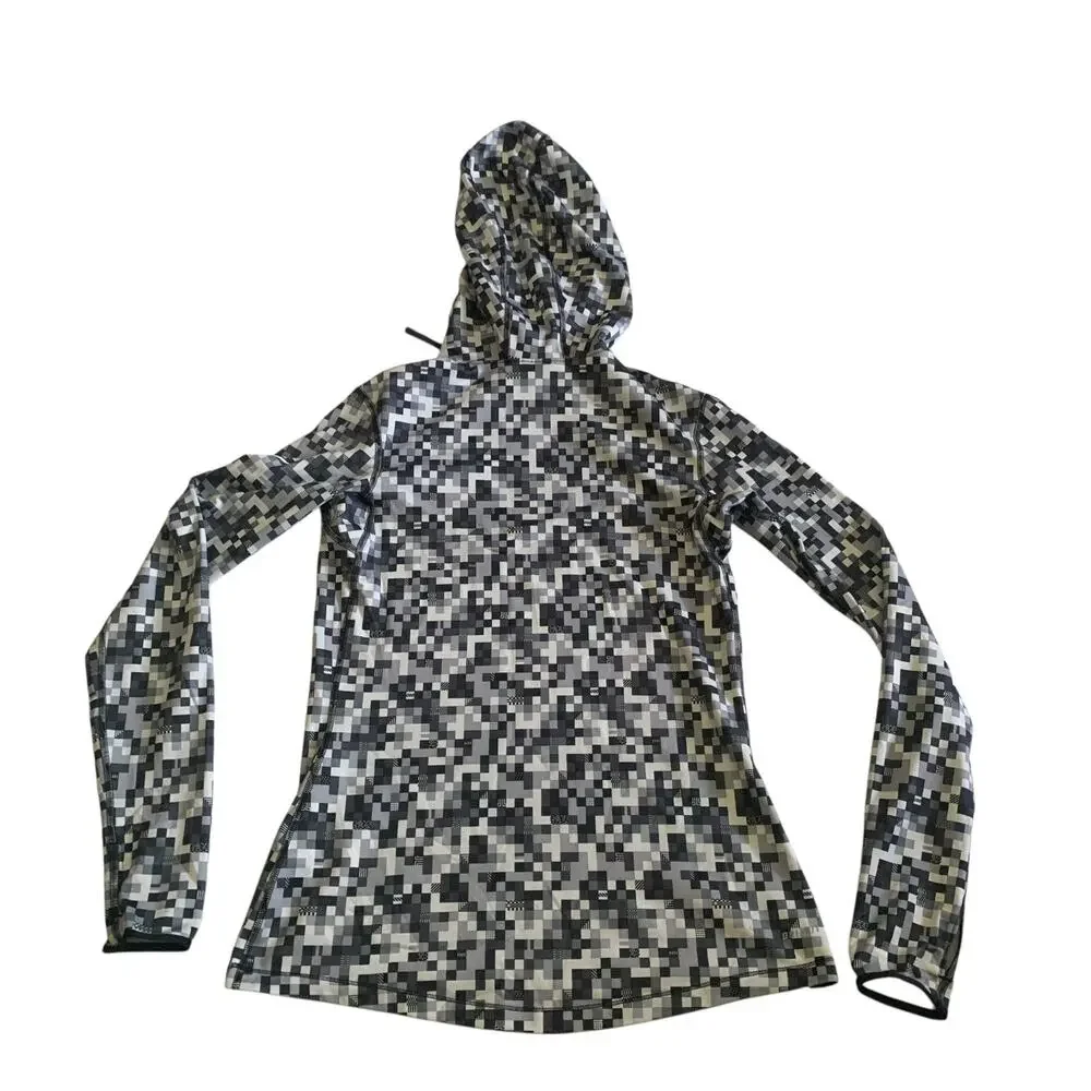 Nike Pro Dri Fit Women's Size M Glitch Pixel Training Camo Hooded T-Shirt